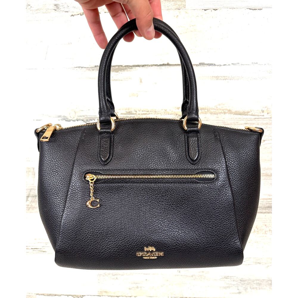 COACH Womens Drop Black Pebble Leather 2 Way Handle Bag NEW Designer Luxe
